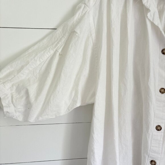 Esby Chelle white button down top cotton/linen blend made in USA size M/L - Picture 3 of 5